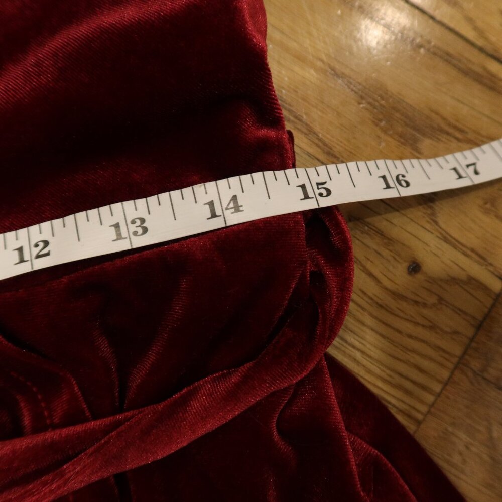 SHEIN red velvet velour maxi dress wrap asymmetric belted L holiday party event - Picture 11 of 12